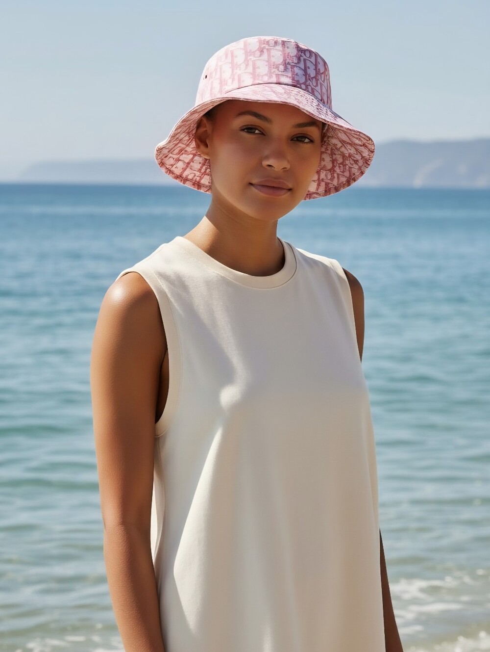 Super EUC DIOR Pink Nylon Monogram Bucket Hat